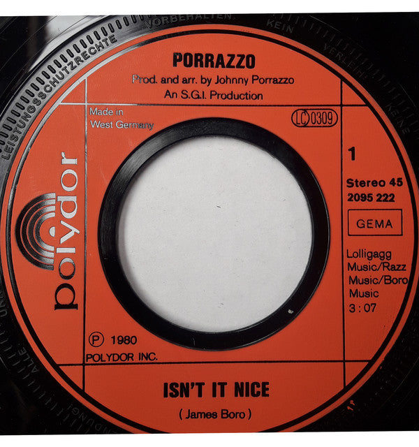 Johnny Porrazzo : Isn't It Nice (7", Single)