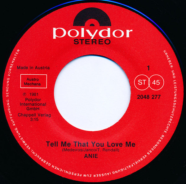 Anie* : Tell Me That You Love Me (7", Single)