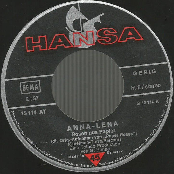 Anna-Lena Löfgren : Rosen Aus Papier (Paper-Roses) (7", Single)