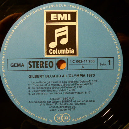 Gilbert Bécaud : Gilbert Bécaud A L'Olympia 1970 (LP, Album)