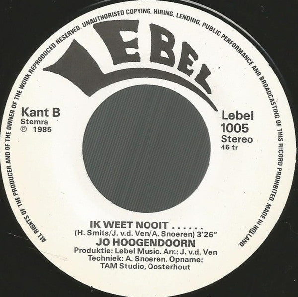 Jo Hoogendoorn : Met Mijn Hengeltje (7", Single)
