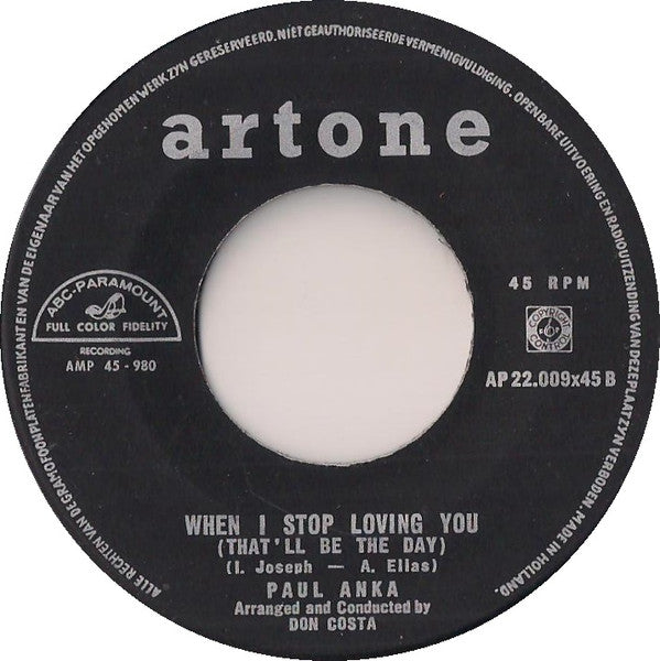 Paul Anka : You Are My Destiny (7", Single)