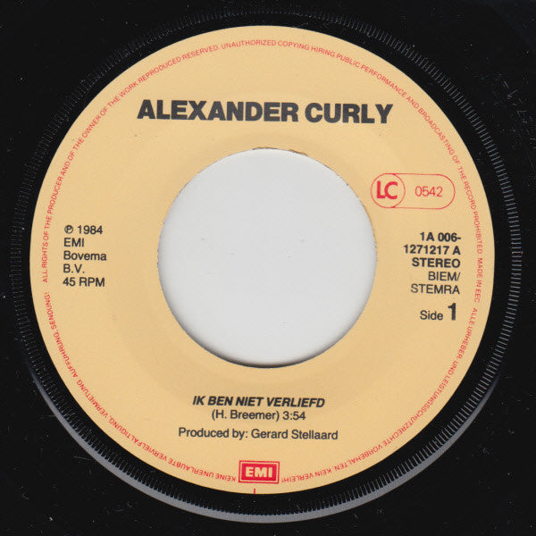 Alexander Curly : Ik Ben Niet Verliefd (7", Single)