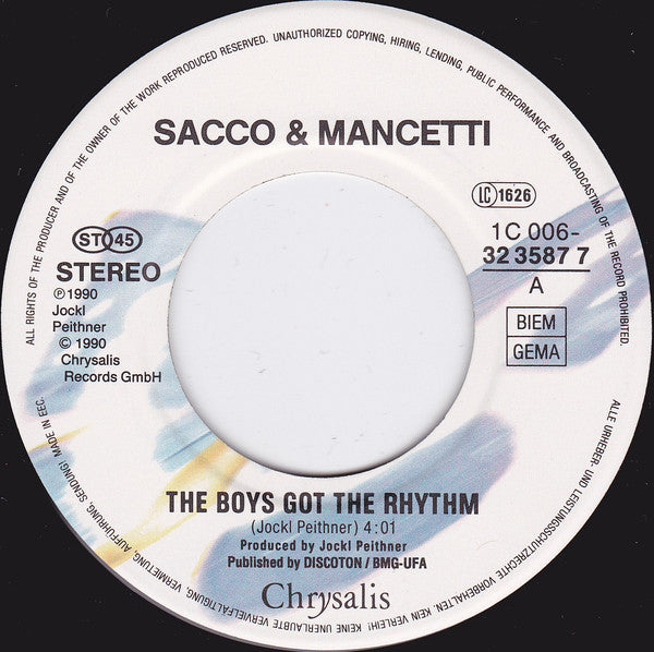 Sacco & Mancetti : The Boys Got The Rhythm (7", Single)