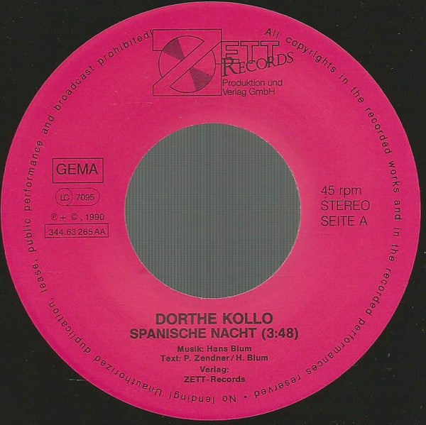 Dorthe Kollo : Spanische Nacht (7", Single)
