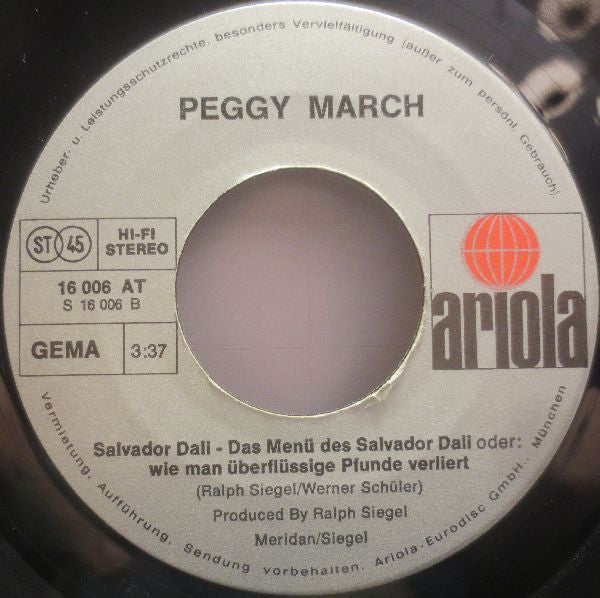 Peggy March : Salvador Dali - Das Menü Des Salvador Dali, Oder: Wie Man Überflüssige Pfunde Verliert / Cassius Clay - I'm The Greatest (7", Single)