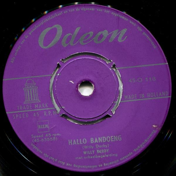 Willy Derby : Hallo Bandoeng / Moedertjelief (7", Single, RE, Pus)