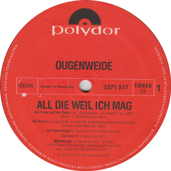 Ougenweide : All Die Weil Ich Mag (LP, Album)