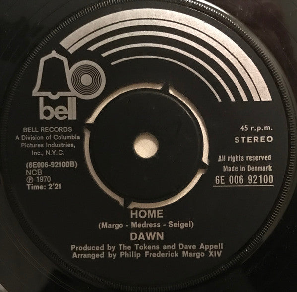 Dawn (5) : Knock Three Times / Home (7", Single)