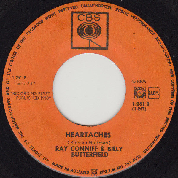 Ray Conniff & Billy Butterfield : Just Kiddin' Around / Heartaches (7", Single)