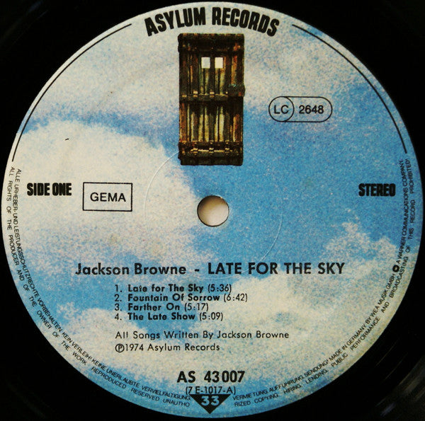 Jackson Browne : Late For The Sky (LP, Album, RE)