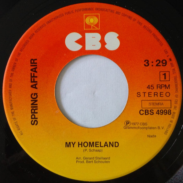 Spring Affair : My Homeland (7", Single)