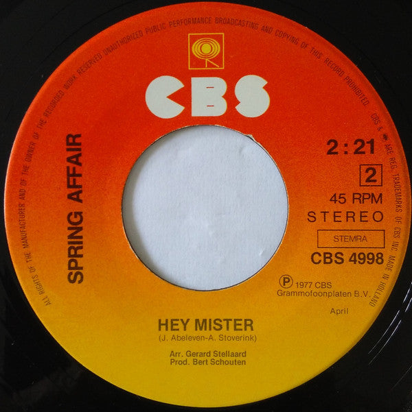 Spring Affair : My Homeland (7", Single)