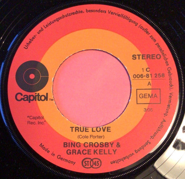 Bing Crosby & Grace Kelly : True Love / Well Did You Evah? (7", Single, Mono, RE)