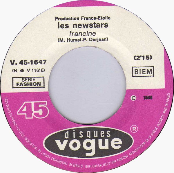 Jean-François Michael / Les Newstars : Adieu Jolie Candy / Francine (7")