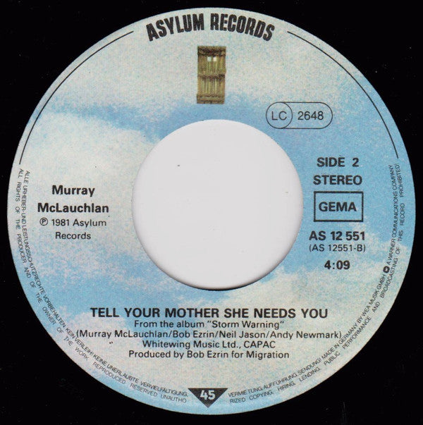 Murray McLauchlan :  	If The Wind Could Blow My Troubles Away  (7")