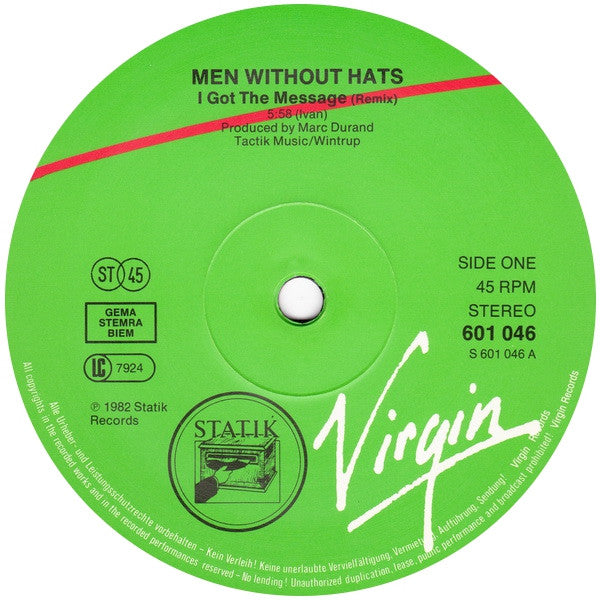 Men Without Hats : I Got The Message (12", Single)