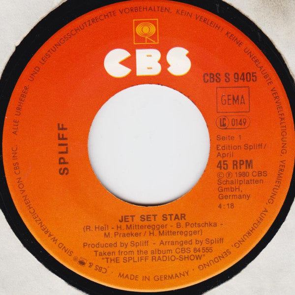 Spliff : Jet Set Star (7", Single)