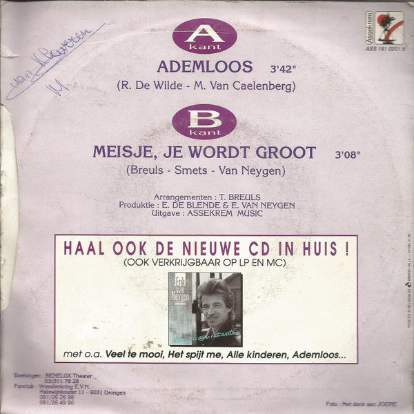 Erik Van Neygen : Ademloos (7", Single)