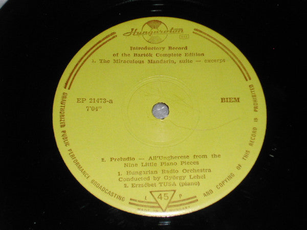 Béla Bartók : Introductory Record Of The Bartók Complete Edition (7", EP)