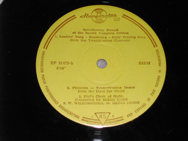Béla Bartók : Introductory Record Of The Bartók Complete Edition (7", EP)