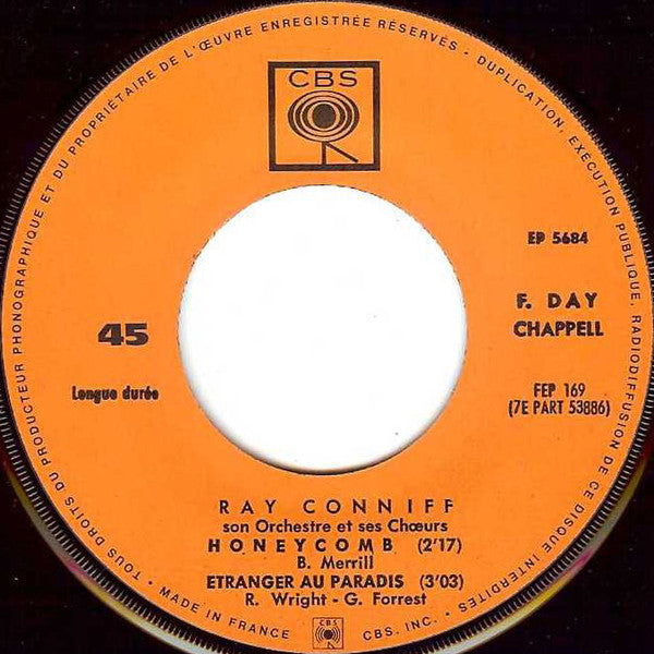 Ray Conniff And His Orchestra & Chorus : Blue Moon / Honeycomb / Night And Day / Etranger Au Paradis (7", EP, Mono)