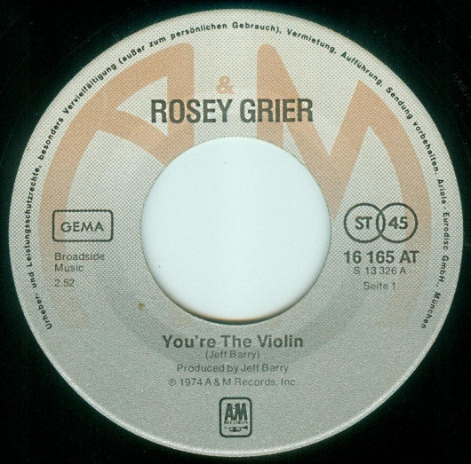 Roosevelt Grier : You're The Violin (7", Single)
