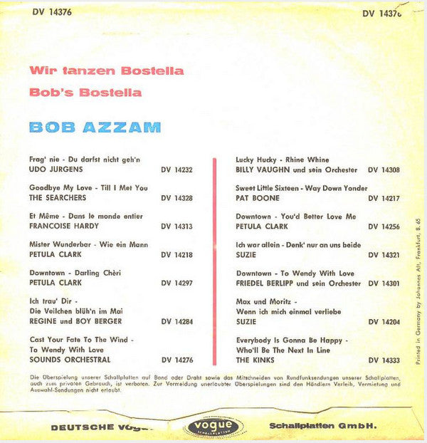 Bob Azzam : Wir Tanzen Bostella (7", Single)