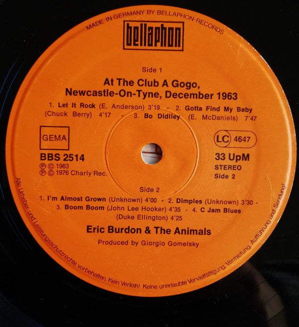 Eric Burdon & The Animals : Newcastle-On-Tyne, December 1963 (LP, Album, RE)