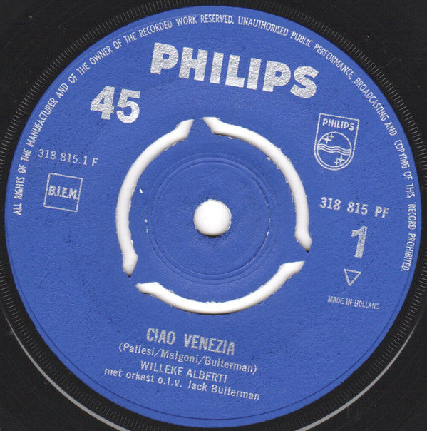 Willeke Alberti : Ciao Venezia / Rickie (7", Single, Mono)