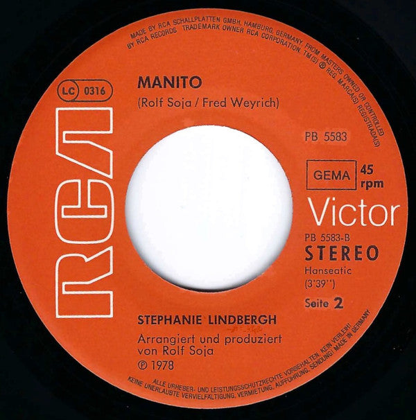 Stephanie Lindbergh : In Jener Sommernacht (Einsamer Sonntag) / Manito (7")