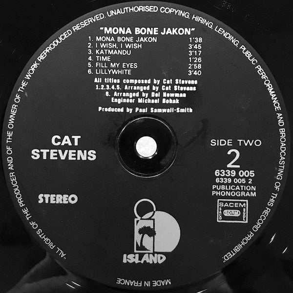 Cat Stevens : Mona Bone Jakon (LP, Album, RE)