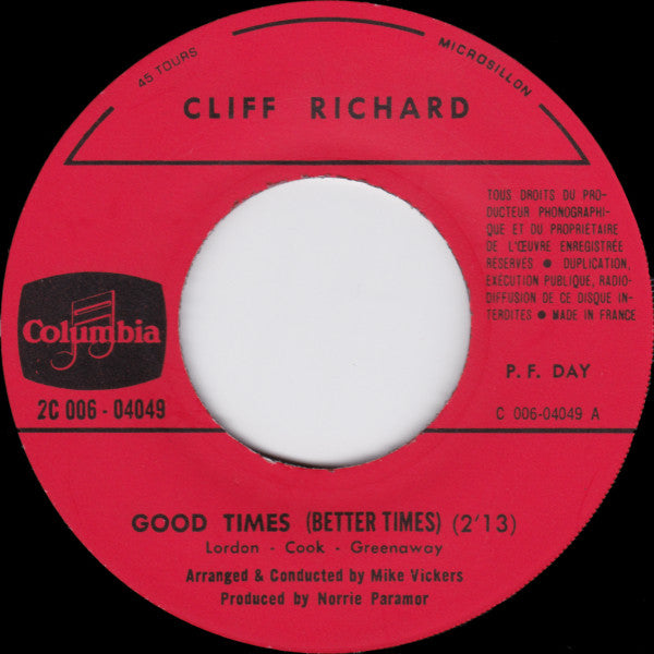 Cliff Richard : Good Times (Better Times) (7", Single)