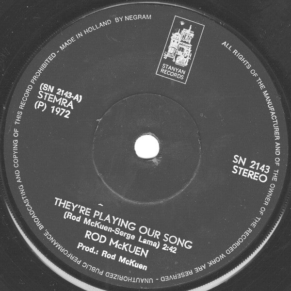 Rod McKuen : They're Playing Our Song (7", Single)