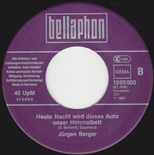 Jürgen Berger (2) : Du Siehst Gut Aus (7")