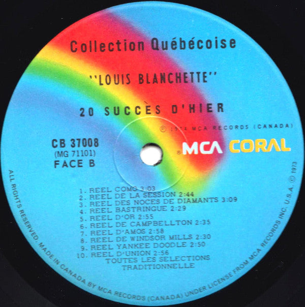 Louis Blanchette : Collection Québécoise : 20 Grands Succès D'Hier (LP, Comp)
