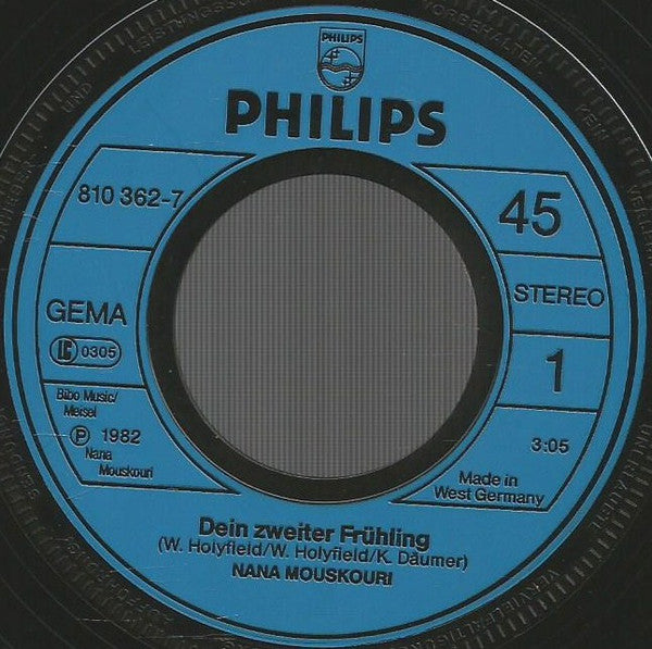 Nana Mouskouri : Dein Zweiter Frühling (Some Broken Hearts Never Mend) (7", Single)