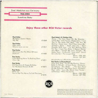 Paul Anka : Zwei Mädchen Aus Germany (7", Single)
