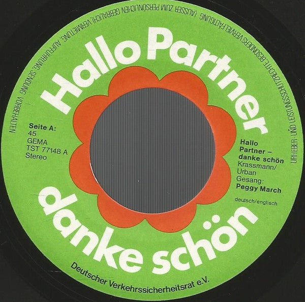 Peggy March / Jürgen v. Manger* : Hallo Partner Danke Schön / Die Kunst Leute Zu Ärgern (7", Single)