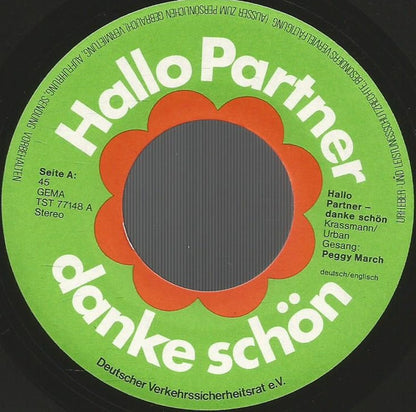 Peggy March / Jürgen v. Manger* : Hallo Partner Danke Schön / Die Kunst Leute Zu Ärgern (7", Single)