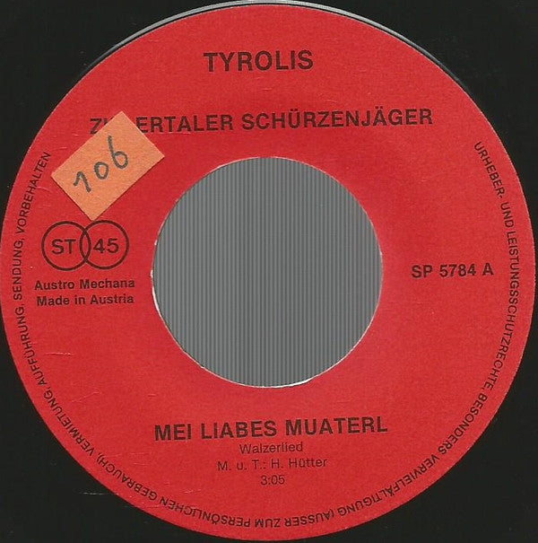 Zillertaler Schürzenjäger : Mei Liabes Muaterl (7", Single)