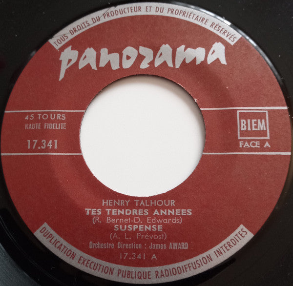 Henri Tallourd And James Award Et Son Orchestre : Tes Tendres Années - Dis Lui (7", EP)