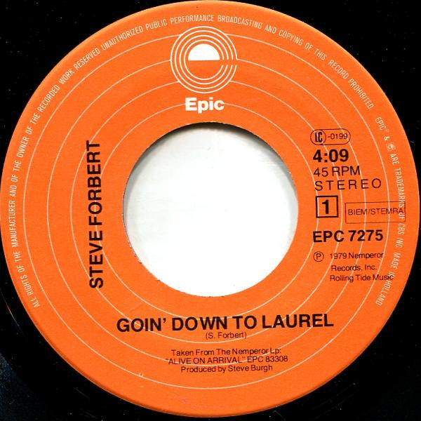 Steve Forbert : Goin' Down To Laurel / Steve Forbert's Moon River (7", Single)