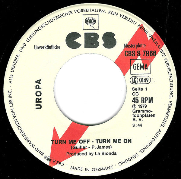 Uropa : Turn Me Off - Turn Me On (7", Single, Promo)