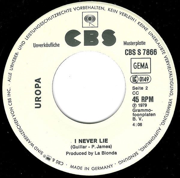 Uropa : Turn Me Off - Turn Me On (7", Single, Promo)
