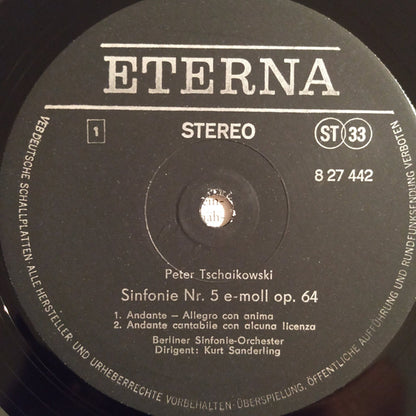 Peter Tschaikowski* - Berliner Sinfonie-Orchester*, Kurt Sanderling : Sinfonie Nr.5 E-Moll Op.64 (LP, Album, Bla)