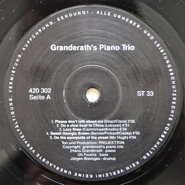 Granderath's Piano Trio : Granderath's Piano Trio (LP, Album)