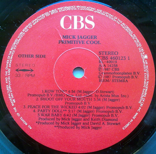 Mick Jagger : Primitive Cool (LP, Album)
