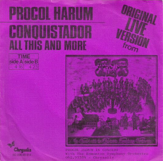 Procol Harum : Conquistador (7", Single)