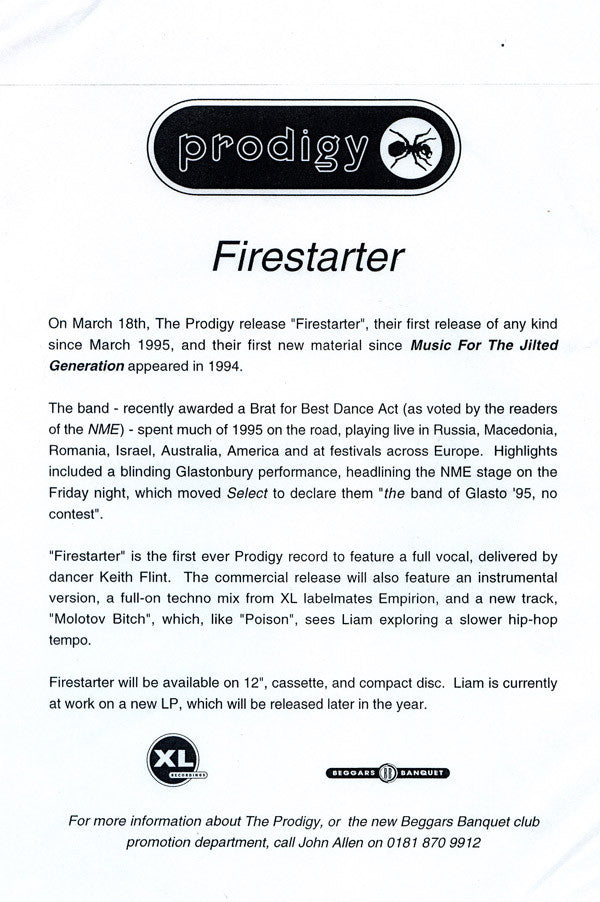 Prodigy* : Firestarter (12", Promo)